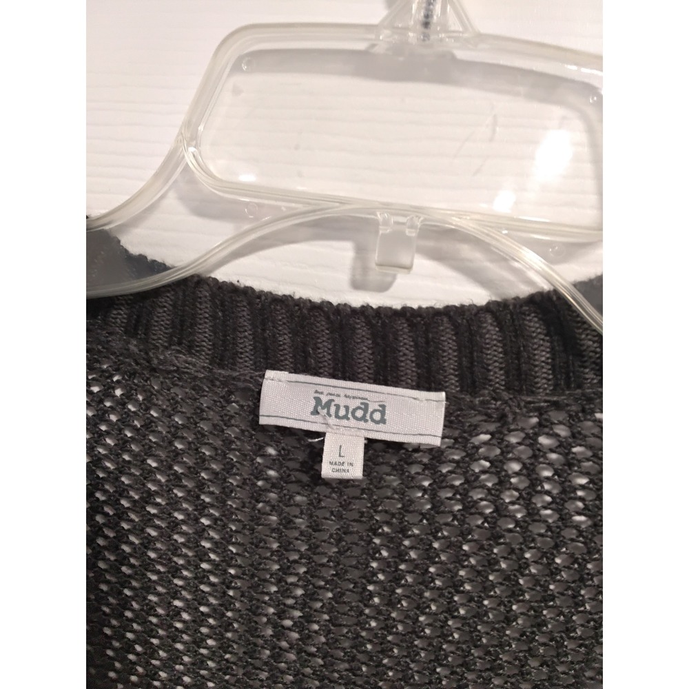 Mudd Womens Charcoal Gray Knit Open Front Cardigan Sweater L - Picture 2 of 8